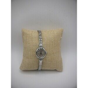 Vintage Timex Wristwatch Women Silver Tone Stretch Band Dainty Small